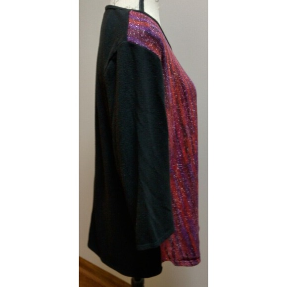 Rebecca Malone black metallic multicolor 3/4 sleeve pullover sweater Size XL - Picture 6 of 8